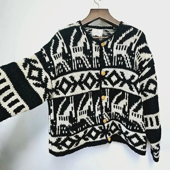 EXPRESS Tricot vintage chunky  cardigan sweater m/l - Picture 9 of 12